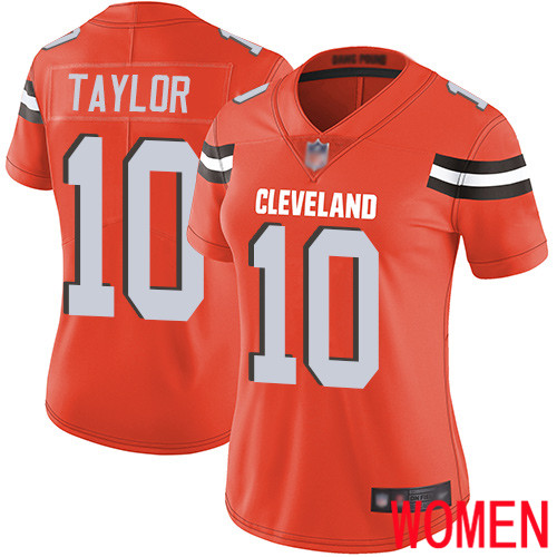 Cleveland Browns Taywan Taylor Women Orange Limited Jersey #10 NFL Football Alternate Vapor Untouchable